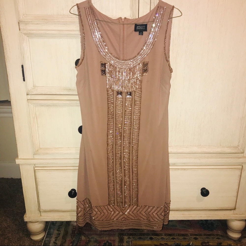 Adrianna Papell Beaded Evening Cocktail Dress
